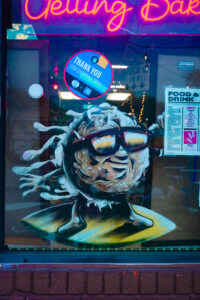 window painting of CnC mascot